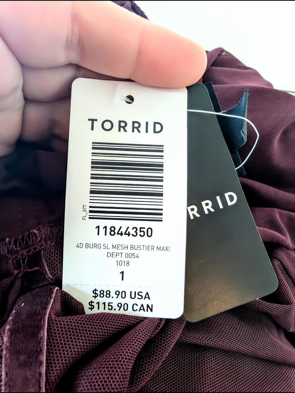 Size 1 Torrid Burgundy Mesh Bustier Maxi Dress - Picture 8 of 8